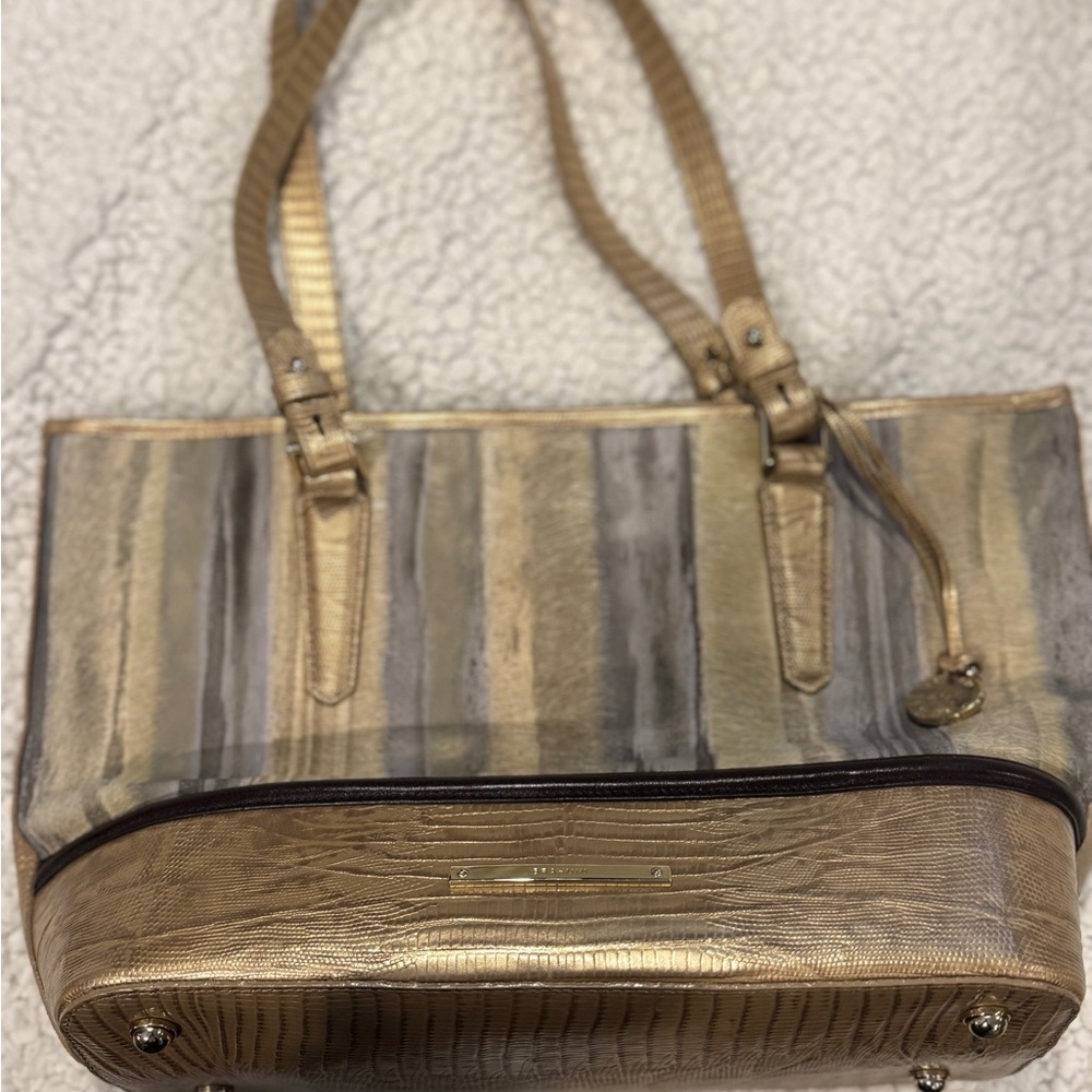 Brahmin Asher Calf hair Elegant Gold and Tan Women's Tote Bag